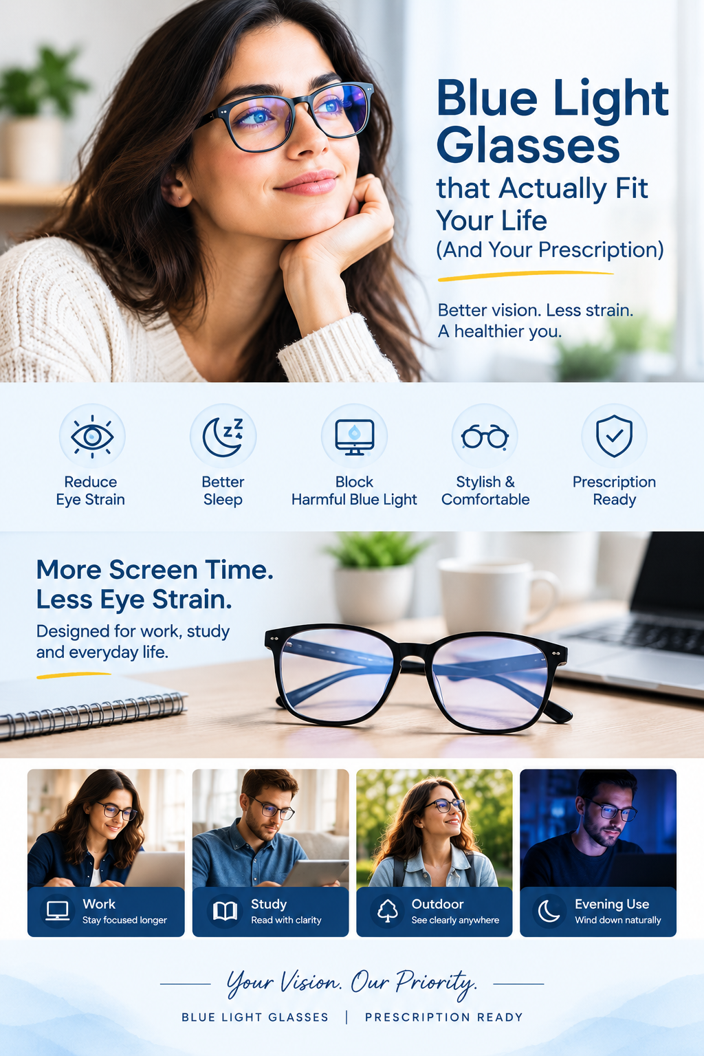 Blue Light Glasses that Actually Fit Your Life (And Your Prescription)