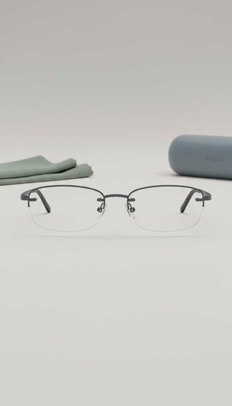 Rimless deep charcoal optical glasses