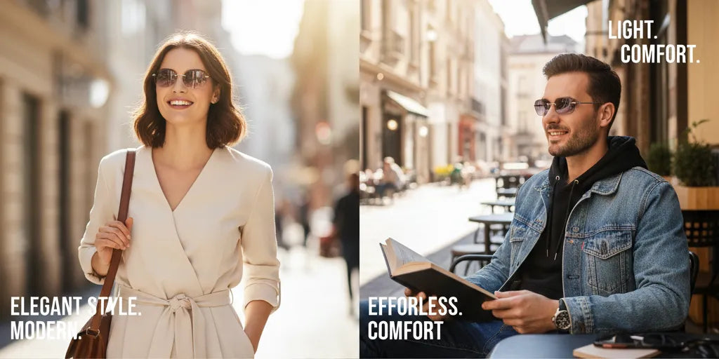 Elegant designer eyeglasses with modern stylish frames for men and women