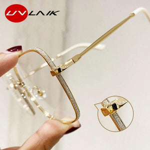 Diamond Studded Oversized Square Eyeglasses - Customized Prescription Sunglasses and Spectacles