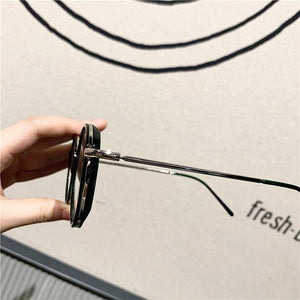 Imwete Fashion Big Round Glasses Frame Men Women Metal Glasses Frames Vintage Optical Eyeglasses Black White Spectacles - Customized Prescription Sunglasses and Spectacles