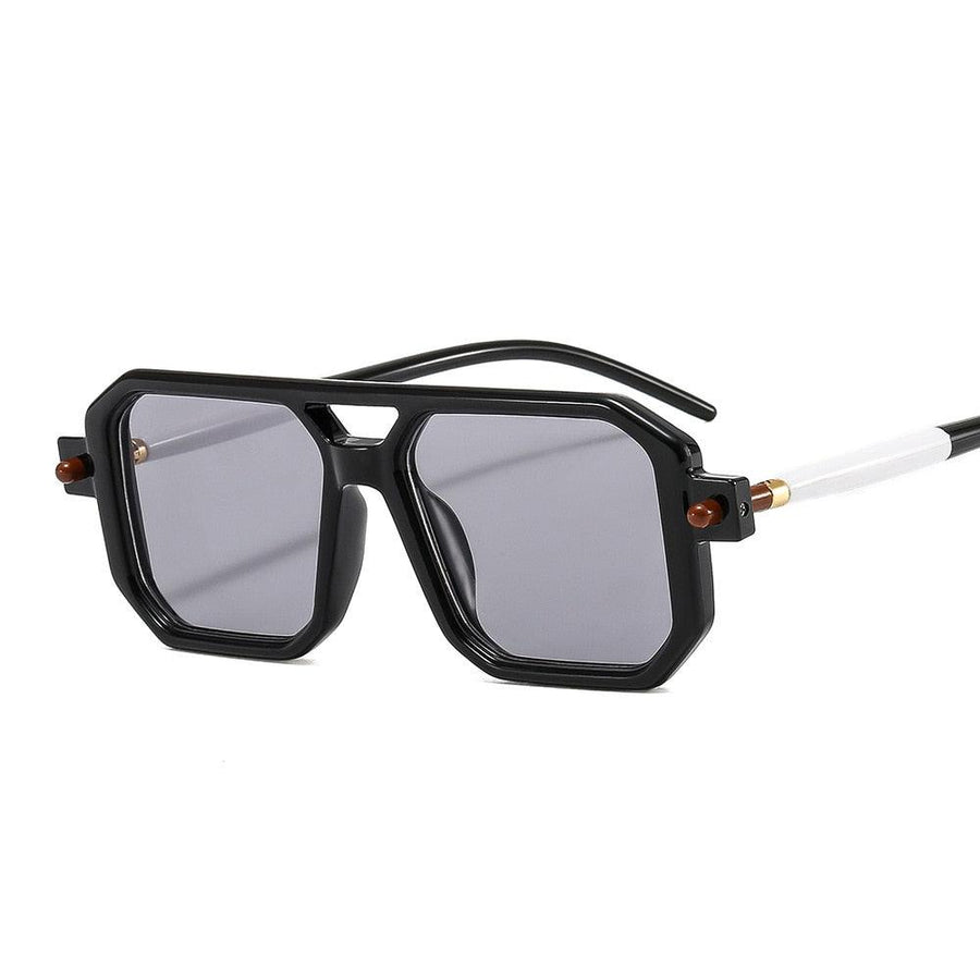 Women Sunglasses Fashion Square Sunglass Double Bridge Leopard Sun Glasses Retro UV400 Gradients Shades Clear Lens Eyewear - Customized Prescription Sunglasses and Spectacles