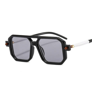 Women Sunglasses Fashion Square Sunglass Double Bridge Leopard Sun Glasses Retro UV400 Gradients Shades Clear Lens Eyewear - Customized Prescription Sunglasses and Spectacles