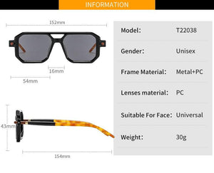 Women Sunglasses Fashion Square Sunglass Double Bridge Leopard Sun Glasses Retro UV400 Gradients Shades Clear Lens Eyewear - Customized Prescription Sunglasses and Spectacles