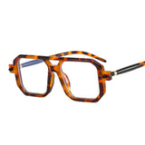 Women Sunglasses Fashion Square Sunglass Double Bridge Leopard Sun Glasses Retro UV400 Gradients Shades Clear Lens Eyewear - Customized Prescription Sunglasses and Spectacles