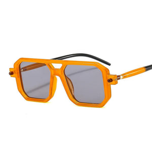 Women Sunglasses Fashion Square Sunglass Double Bridge Leopard Sun Glasses Retro UV400 Gradients Shades Clear Lens Eyewear - Customized Prescription Sunglasses and Spectacles