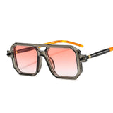 Women Sunglasses Fashion Square Sunglass Double Bridge Leopard Sun Glasses Retro UV400 Gradients Shades Clear Lens Eyewear - Customized Prescription Sunglasses and Spectacles