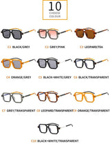 Women Sunglasses Fashion Square Sunglass Double Bridge Leopard Sun Glasses Retro UV400 Gradients Shades Clear Lens Eyewear - Customized Prescription Sunglasses and Spectacles